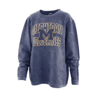 Women's Navy Michigan Wolverines Maxima Oversized Pullover Sweatshirt