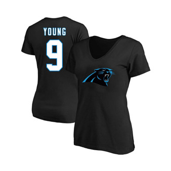Women's Branded Bryce Young Black Carolina Panthers Plus Size Player Name and Number V-Neck T-shirt
