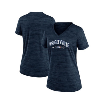 Women's Navy Chicago Cubs MLB City Connect Velocity Space-Dye Performance V-Neck T-shirt