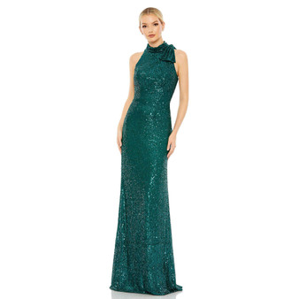 Women's Ieena Sequined Soft Tie Halter Neck Column Gown