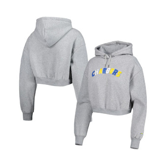Women's Gray Los Angeles Chargers Cropped Pullover Hoodie