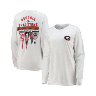 Women's White Georgia Bulldogs Traditions Pennant Long Sleeve T-shirt