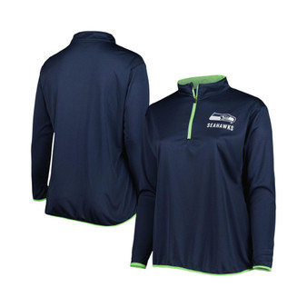 Women's Branded College Navy Seattle Seahawks Plus Size Worth The Drive Quarter-Zip Top
