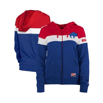 Women's Royal, Red Buffalo Bills Throwback Colorblock Full-Zip Hoodie