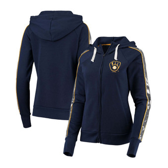 Women's Navy Milwaukee Brewers Game Changer Raglan Full-Zip Hoodie