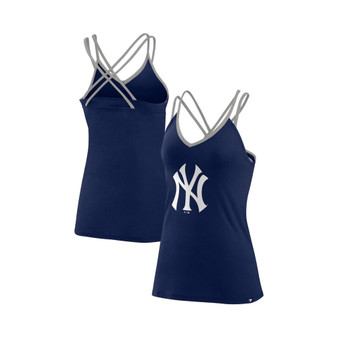 Women's Branded Navy New York Yankees Barrel It Up Cross Back V-Neck Tank Top