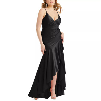 Women's Ruffled High-Low Sleeveless Gown