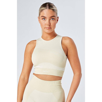 Women's Recycled Colour Block Body Fit Racer Crop Top - Stone