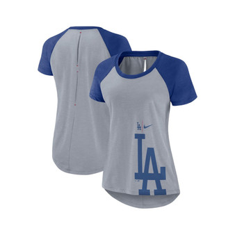Women's Heather Gray Los Angeles Dodgers Summer Breeze Raglan Fashion T-shirt