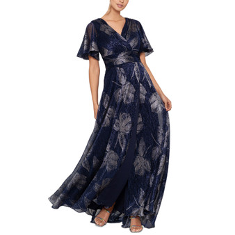 Women's Crinkled Flutter-Sleeve Gown