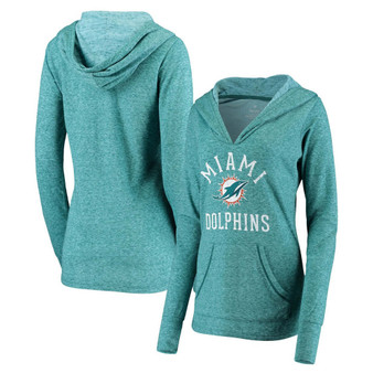 Women's Aqua Miami Dolphins Doubleface Slub Pullover Hoodie