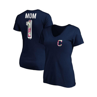 Women's Branded Navy Cleveland Indians Mother's Day Logo V-Neck T-shirt