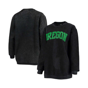 Women's Black Oregon Ducks Comfy Cord Vintage-Like Wash Basic Arch Pullover Sweatshirt