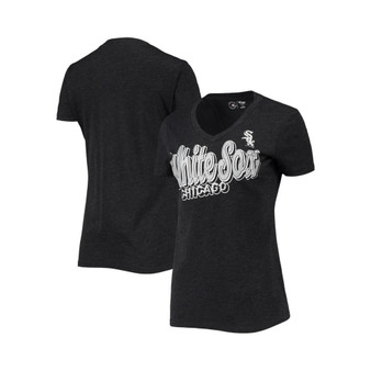 Women's Heathered Black Chicago White Sox First Place V-Neck T-shirt