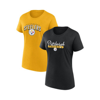 Women's Branded Black, Gold Pittsburgh Steelers Fan T-shirt Combo Set