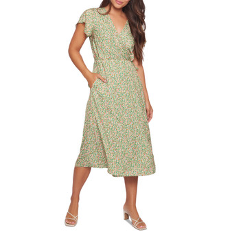 Women's Wild Poppies Short-Sleeve Midi Dress