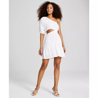 Women's One-Shoulder Cutout Fit & Flare Dress