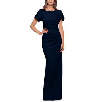 Puff-Sleeve Ruched Gown