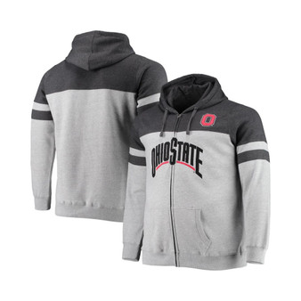Women's Heathered Charcoal, Heathered Gray Ohio State Buckeyes Plus Size Contrast Pieced Full-Zip Hoodie