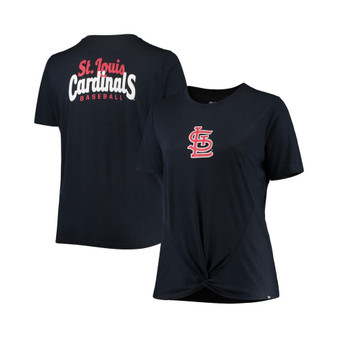 Women's Navy St. Louis Cardinals Plus Size 2-Hit Front Knot T-shirt