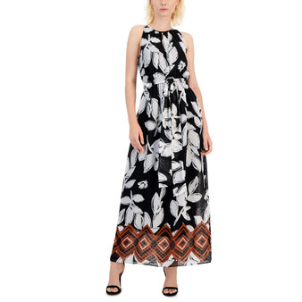 Women's Keyhole Halter Chiffon Sleeveless Maxi Dress