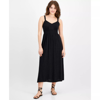 Women's V-Neck Scrunchie-Strap Midi Dress, Created for Macy's