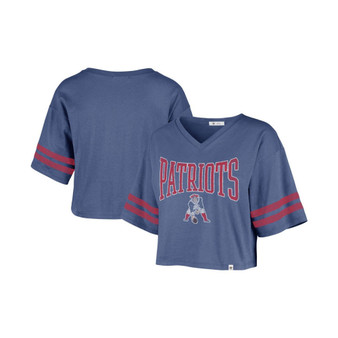 Women's Royal New England Patriots Fanfare Sport V-Neck Crop Top