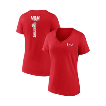 Women's Branded Red Washington Capitals Team Mother's Day V-Neck T-shirt
