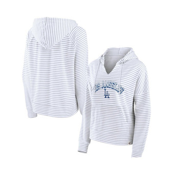 Women's Branded White Los Angeles Dodgers Striped Arch Pullover Hoodie