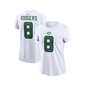 Women's Aaron Rodgers White New York Jets Player Name and Number T-shirt