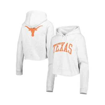Women's Ash Texas Longhorns 2-Hit 1636 Cropped Pullover Hoodie