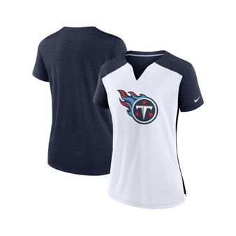 Women's White, Navy Tennessee Titans Impact Exceed Performance Notch Neck T-shirt