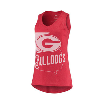 Women's Red Georgia Bulldogs Ferris Melange V-Neck Tank Top