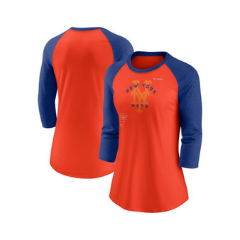 Women's Orange, Royal New York Mets Next Up Tri-Blend Raglan 3/4-Sleeve T-shirt
