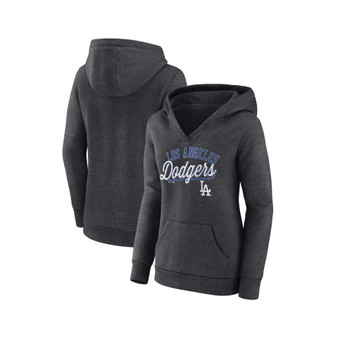 Women's Branded Heather Charcoal Los Angeles Dodgers Simplicity Crossover V-Neck Pullover Hoodie