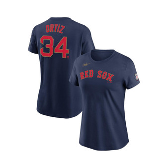 Women's David Ortiz Navy Boston Red Sox Name and Number T-shirt