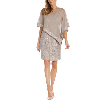 Petite Sequined Lace Poncho Dress
