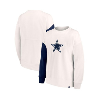 Women's Branded White Dallas Cowboys Colorblock Primary Logo Pullover Sweatshirt