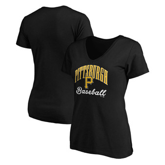 Women's Black Pittsburgh Pirates Victory Script V-Neck T-shirt
