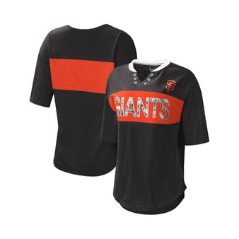 Women's Black and Orange San Francisco Giants Lead Off Notch Neck T-shirt