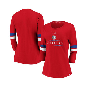 Women's Branded Red LA Clippers Iconic Prolific Modern 3/4-Sleeve T-shirt