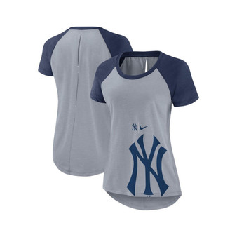 Women's Heather Gray New York Yankees Summer Breeze Raglan Fashion T-shirt