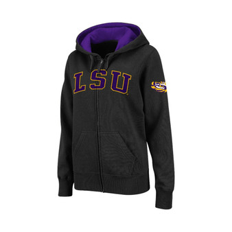 Women's Black LSU Tigers Arched Name Full-Zip Hoodie