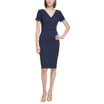 Petite Button-Trim Sheath Dress