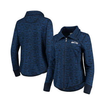 Women's College Navy Seattle Seahawks Sport Shell We Dance Tri-Blend Full-Zip Sweatshirt