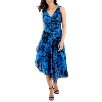 Women's V-Neck Sleeveless Chiffon Midi Dress