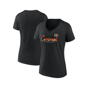 Women's Branded Black Cincinnati Bengals Shine Time V-Neck T-shirt