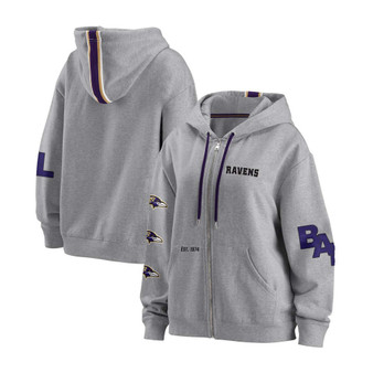 Women's Gray Baltimore Ravens Full-Zip Hoodie