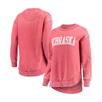Women's Scarlet Nebraska Huskers Vintage-Like Wash Pullover Sweatshirt