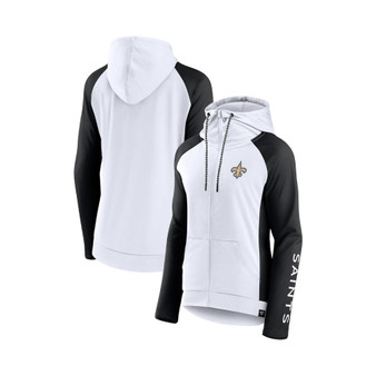Women's Branded White and Black New Orleans Saints End Around Raglan Full-Zip Hoodie